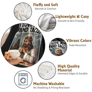 Funny Jesus Christian Christmas Throw Blanket I Love Jesus And Tacos TS14 Print Your Wear