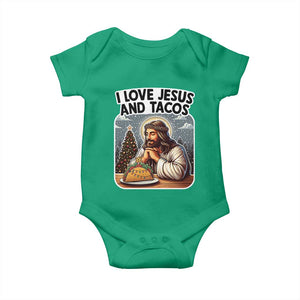 Funny Jesus Christian Christmas Baby Onesie I Love Jesus And Tacos TS14 Irish Green Print Your Wear