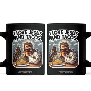 Funny Jesus Christian Christmas Coffee Mug I Love Jesus And Tacos TS14 Black Print Your Wear