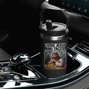 Funny Jesus Christian Christmas Flip Straw Tumbler I Love Jesus And Tacos TS14 Print Your Wear