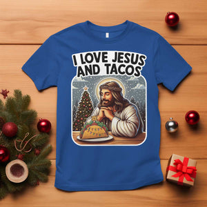Funny Jesus Christian Christmas T Shirt I Love Jesus And Tacos TS14 Royal Blue Print Your Wear