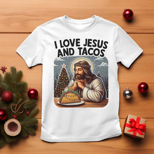 Funny Jesus Christian Christmas T Shirt I Love Jesus And Tacos TS14 White Print Your Wear