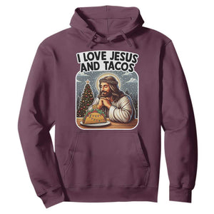 Funny Jesus Christian Christmas Hoodie I Love Jesus And Tacos TS14 Maroon Print Your Wear