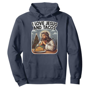 Funny Jesus Christian Christmas Hoodie I Love Jesus And Tacos TS14 Navy Print Your Wear