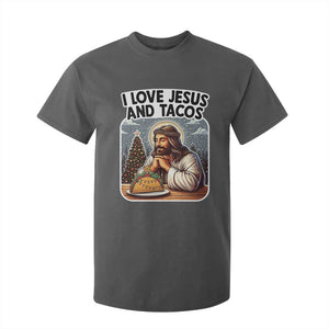 Funny Jesus Christian Christmas T Shirt For Kid I Love Jesus And Tacos TS14 Dark Heather Print Your Wear