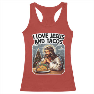 Funny Jesus Christian Christmas Racerback Tank Top I Love Jesus And Tacos TS14 Red Print Your Wear