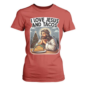 Funny Jesus Christian Christmas T Shirt For Women I Love Jesus And Tacos TS14 Red Print Your Wear