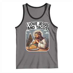 Funny Jesus Christian Christmas Tank Top I Love Jesus And Tacos TS14 Deep Heather Black Print Your Wear