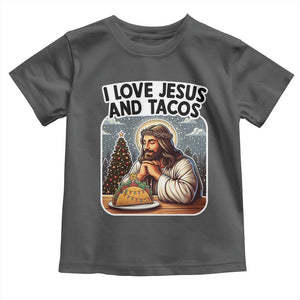 Funny Jesus Christian Christmas Toddler T Shirt I Love Jesus And Tacos TS14 Dark Heather Print Your Wear