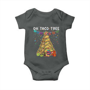 Taco Christmas Tree Baby Onesie Funny Xmas Foodie Mexican TS14 Dark Heather Print Your Wear