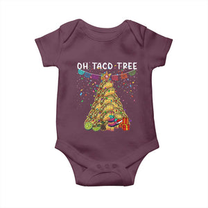 Taco Christmas Tree Baby Onesie Funny Xmas Foodie Mexican TS14 Maroon Print Your Wear