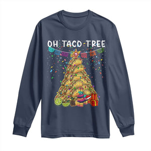 Taco Christmas Tree Long Sleeve Shirt Funny Xmas Foodie Mexican TS14 Navy Print Your Wear