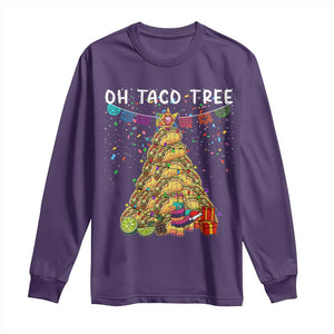 Taco Christmas Tree Long Sleeve Shirt Funny Xmas Foodie Mexican TS14 Purple Print Your Wear