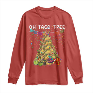 Taco Christmas Tree Long Sleeve Shirt Funny Xmas Foodie Mexican TS14 Red Print Your Wear