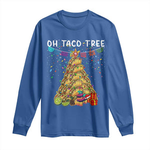 Taco Christmas Tree Long Sleeve Shirt Funny Xmas Foodie Mexican TS14 Royal Blue Print Your Wear