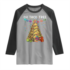Taco Christmas Tree Raglan Shirt Funny Xmas Foodie Mexican TS14 Sport Gray Black Print Your Wear
