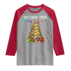 Taco Christmas Tree Raglan Shirt Funny Xmas Foodie Mexican TS14 Sport Gray Red Print Your Wear