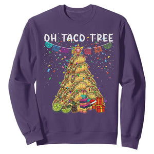 Taco Christmas Tree Sweatshirt Funny Xmas Foodie Mexican TS14 Purple Print Your Wear