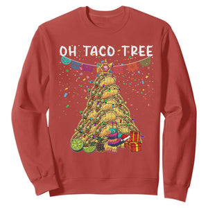 Taco Christmas Tree Sweatshirt Funny Xmas Foodie Mexican TS14 Red Print Your Wear