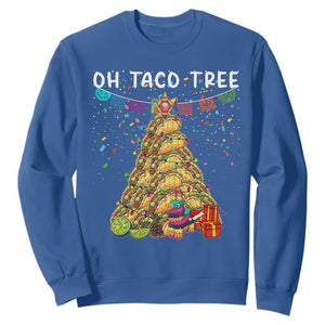 Taco Christmas Tree Sweatshirt Funny Xmas Foodie Mexican TS14 Royal Blue Print Your Wear