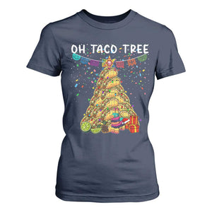 Taco Christmas Tree T Shirt For Women Funny Xmas Foodie Mexican TS14 Navy Print Your Wear