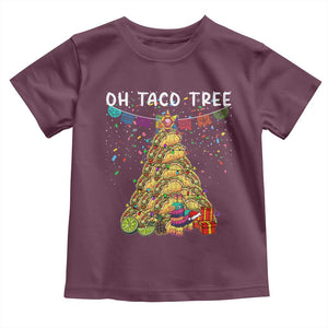 Taco Christmas Tree Toddler T Shirt Funny Xmas Foodie Mexican TS14 Maroon Print Your Wear