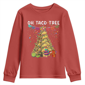 Taco Christmas Tree Youth Sweatshirt Funny Xmas Foodie Mexican TS14 Red Print Your Wear