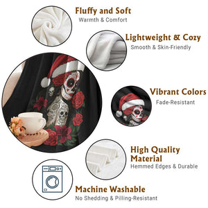 Dia De Los Muertos Mexican Christmas Throw Blanket Day of the Dead Sugar Skull Women TS14 Print Your Wear