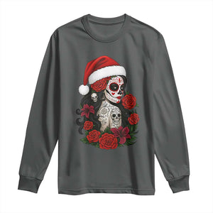 Dia De Los Muertos Mexican Christmas Long Sleeve Shirt Day of the Dead Sugar Skull Women TS14 Dark Heather Print Your Wear