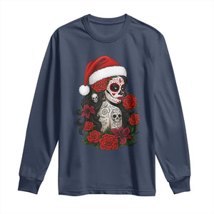 Dia De Los Muertos Mexican Christmas Long Sleeve Shirt Day of the Dead Sugar Skull Women TS14 Navy Print Your Wear