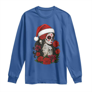 Dia De Los Muertos Mexican Christmas Long Sleeve Shirt Day of the Dead Sugar Skull Women TS14 Royal Blue Print Your Wear