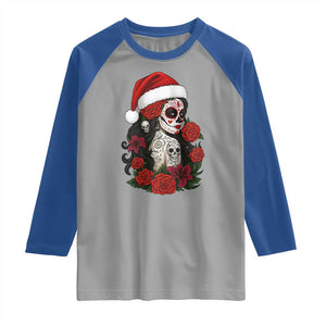 Dia De Los Muertos Mexican Christmas Raglan Shirt Day of the Dead Sugar Skull Women TS14 Sport Gray Royal Print Your Wear