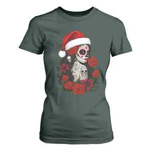 Dia De Los Muertos Mexican Christmas T Shirt For Women Day of the Dead Sugar Skull Women TS14 Dark Forest Green Print Your Wear