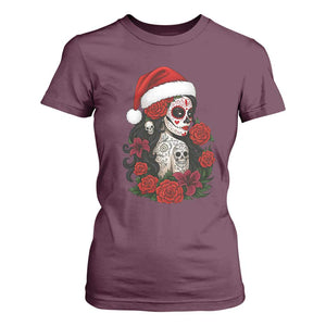 Dia De Los Muertos Mexican Christmas T Shirt For Women Day of the Dead Sugar Skull Women TS14 Maroon Print Your Wear