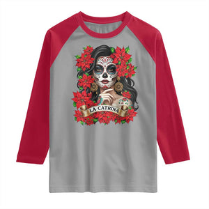 Dia De Los Muertos Mexican Raglan Shirt Day of the Dead Sugar Skull Women TS14 Sport Gray Red Print Your Wear