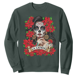 Dia De Los Muertos Mexican Sweatshirt Day of the Dead Sugar Skull Women TS14 Dark Forest Green Print Your Wear