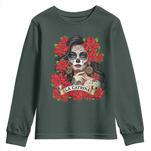 Dia De Los Muertos Mexican Youth Sweatshirt Day of the Dead Sugar Skull Women TS14 Dark Forest Green Print Your Wear