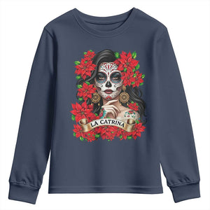 Dia De Los Muertos Mexican Youth Sweatshirt Day of the Dead Sugar Skull Women TS14 Navy Print Your Wear