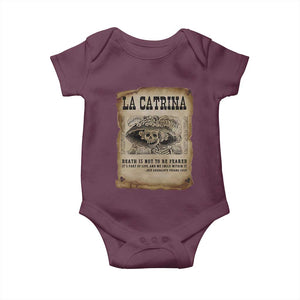 Day Of The Dead Baby Onesie La Calavera Garbancera TS14 Maroon Print Your Wear