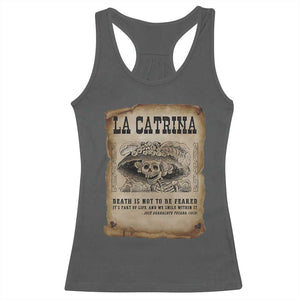 Day Of The Dead Racerback Tank Top La Calavera Garbancera TS14 Dark Heather Print Your Wear