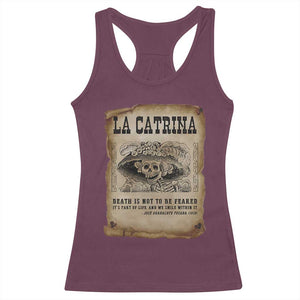 Day Of The Dead Racerback Tank Top La Calavera Garbancera TS14 Maroon Print Your Wear