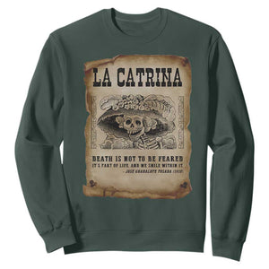 Day Of The Dead Sweatshirt La Calavera Garbancera TS14 Dark Forest Green Print Your Wear