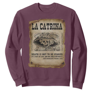 Day Of The Dead Sweatshirt La Calavera Garbancera TS14 Maroon Print Your Wear