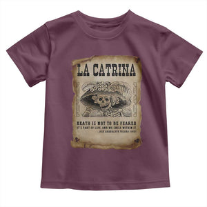 Day Of The Dead Toddler T Shirt La Calavera Garbancera TS14 Maroon Print Your Wear