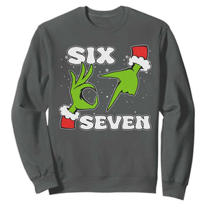 67 Six Seven Christmas Meme Sweatshirt Funny Elf Hands TS14 Dark Heather Print Your Wear