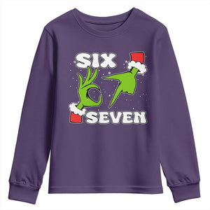 67 Six Seven Christmas Meme Youth Sweatshirt Funny Elf Hands TS14 Purple Print Your Wear