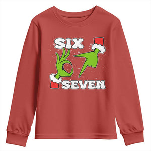 67 Six Seven Christmas Meme Youth Sweatshirt Funny Elf Hands TS14 Red Print Your Wear
