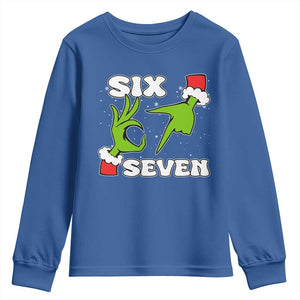 67 Six Seven Christmas Meme Youth Sweatshirt Funny Elf Hands TS14 Royal Blue Print Your Wear