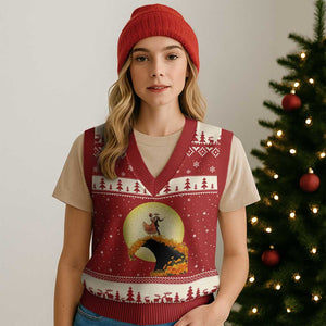 Dia De Los Muertos V-Neck Knit Sweater Vest Skeletons Dancing Mexican TS14 Red Beige Print Your Wear