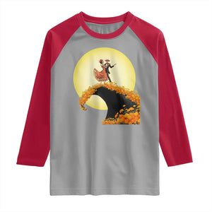 Dia De Los Muertos Raglan Shirt Skeletons Dancing Mexican TS14 Sport Gray Red Print Your Wear